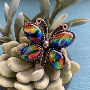 Sterling silver NASA glass butterfly ring